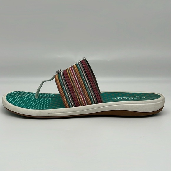 Cobb Hill by New Balance Multi Color Striped Jeanine Thong Wide Band Sandal 11M - Picture 1 of 8